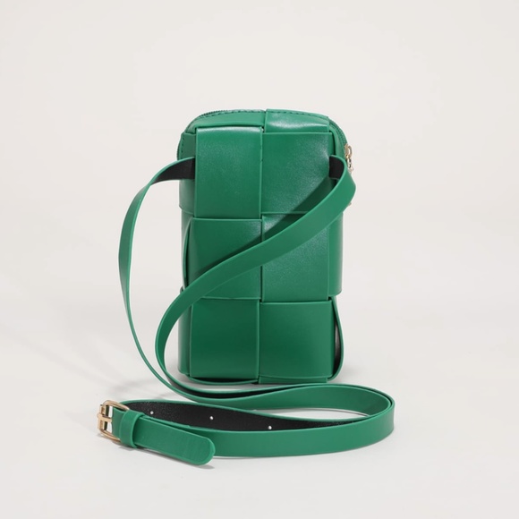 Green Faux Vegan PU Leather Crossbody Bag - Picture 5 of 8